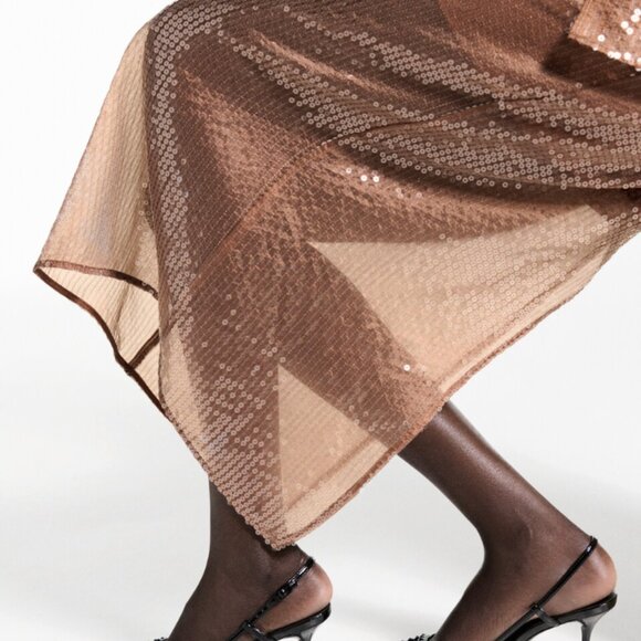 Mango Sequin midi skirt Size L - Picture 4 of 8